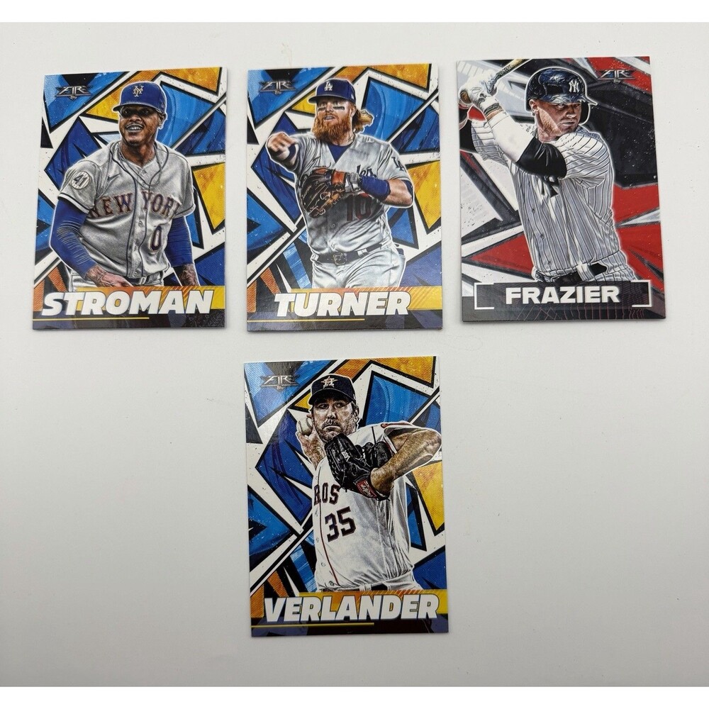 Lot of 4 Panini Fire Baseball Cards Verlander Stroman Turner Frazier MLB